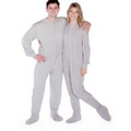 Unisex Jersey Knit Footed Pajamas w/ Snap Closure (Gray)